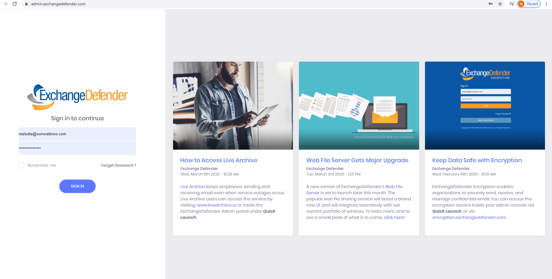 ExchangeDefender Exchange Setup